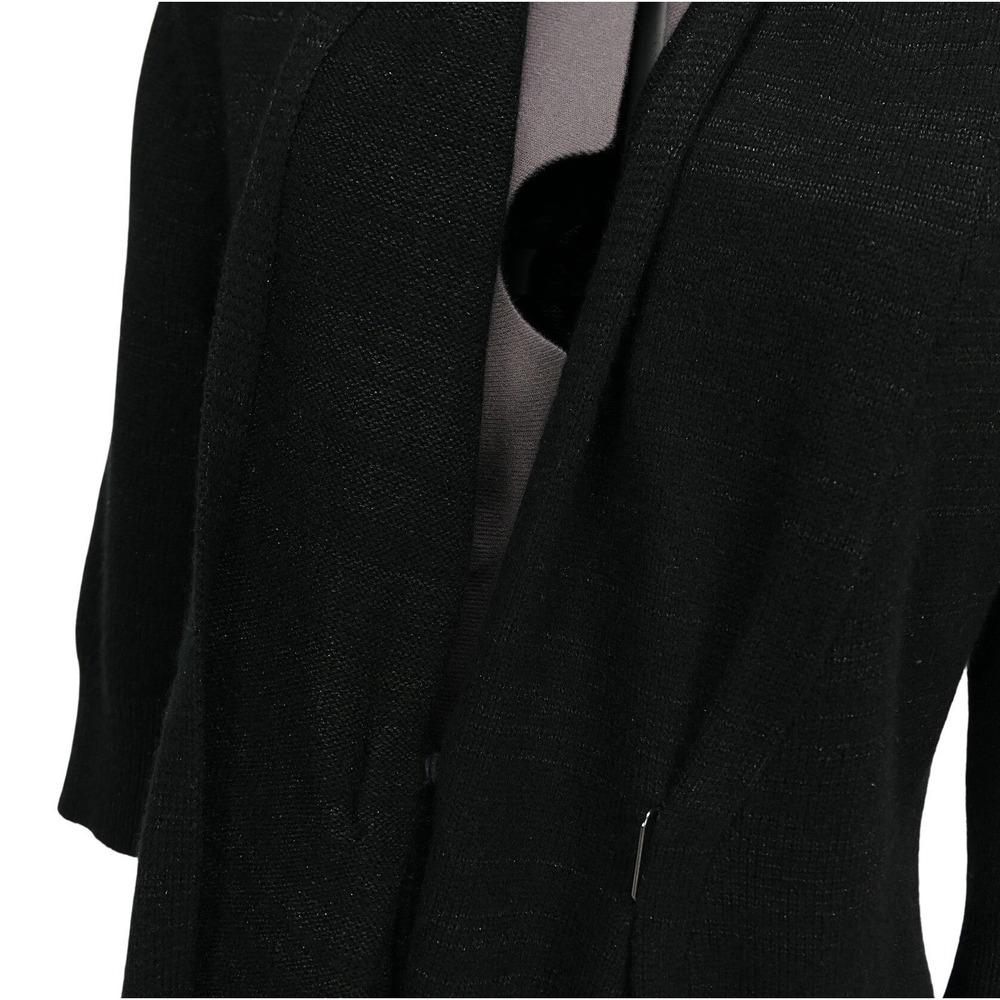 Neiman Marcus Womens L Cashmere Metallic Shimmer Shawl Collar Clasp Cardigan - Picture 6 of 9